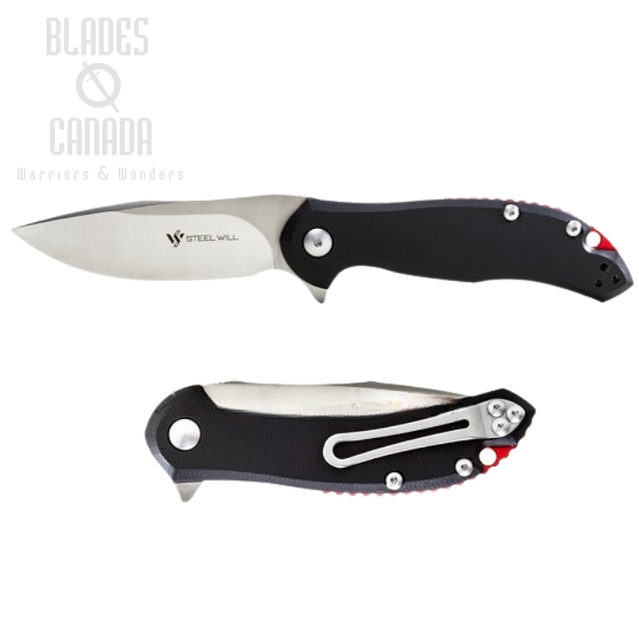 Steel Will Lanner Flipper Folding Knife, D2 Steel, G10 Black, F35M-01